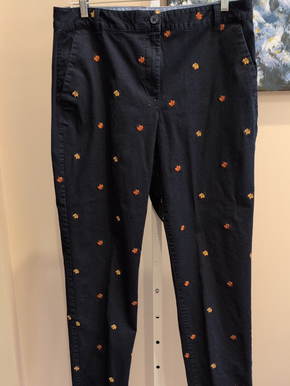 Talbots Women's Weekend Chinos  with Orange & Yellow Leaf Embroidery